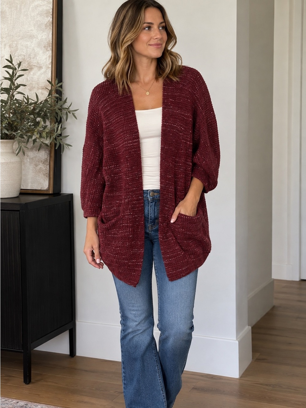 Universal Thread Burgundy Knit Cardigan